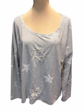 Maurices Gray Star Appliqué Long Sleeve Tee Size XL Casual Soft Top